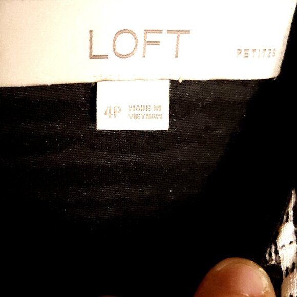 Loft Petite Black White Knit Geometric Fit Flare Dress 4P - Picture 5 of 6